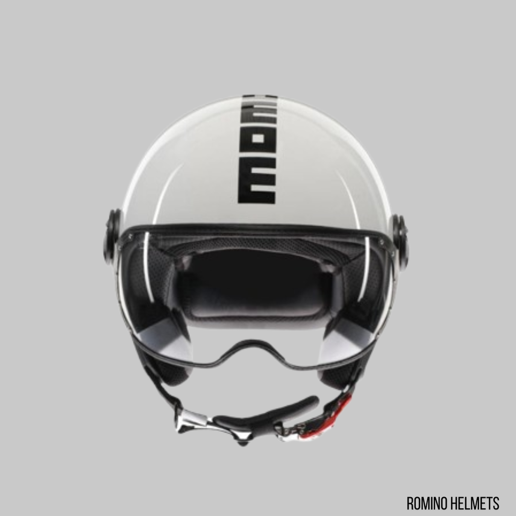 CASCO MOMO DESIGN FGTR BIANCO LUCIDO/NERO + VISIERA FUME