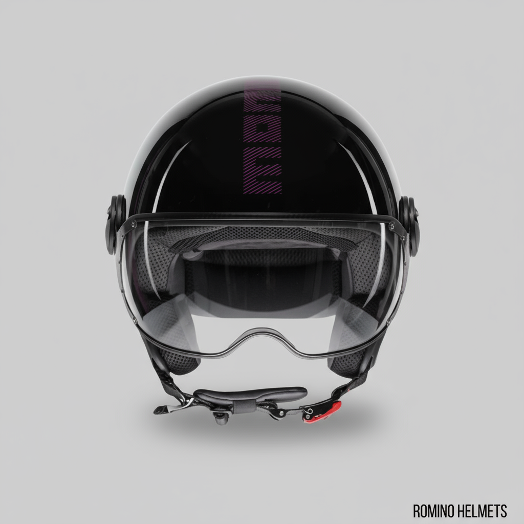 CASCO MOMO DESIGN FGTR CLASSIC STRIPES NERO LUCIDO/FUXIA