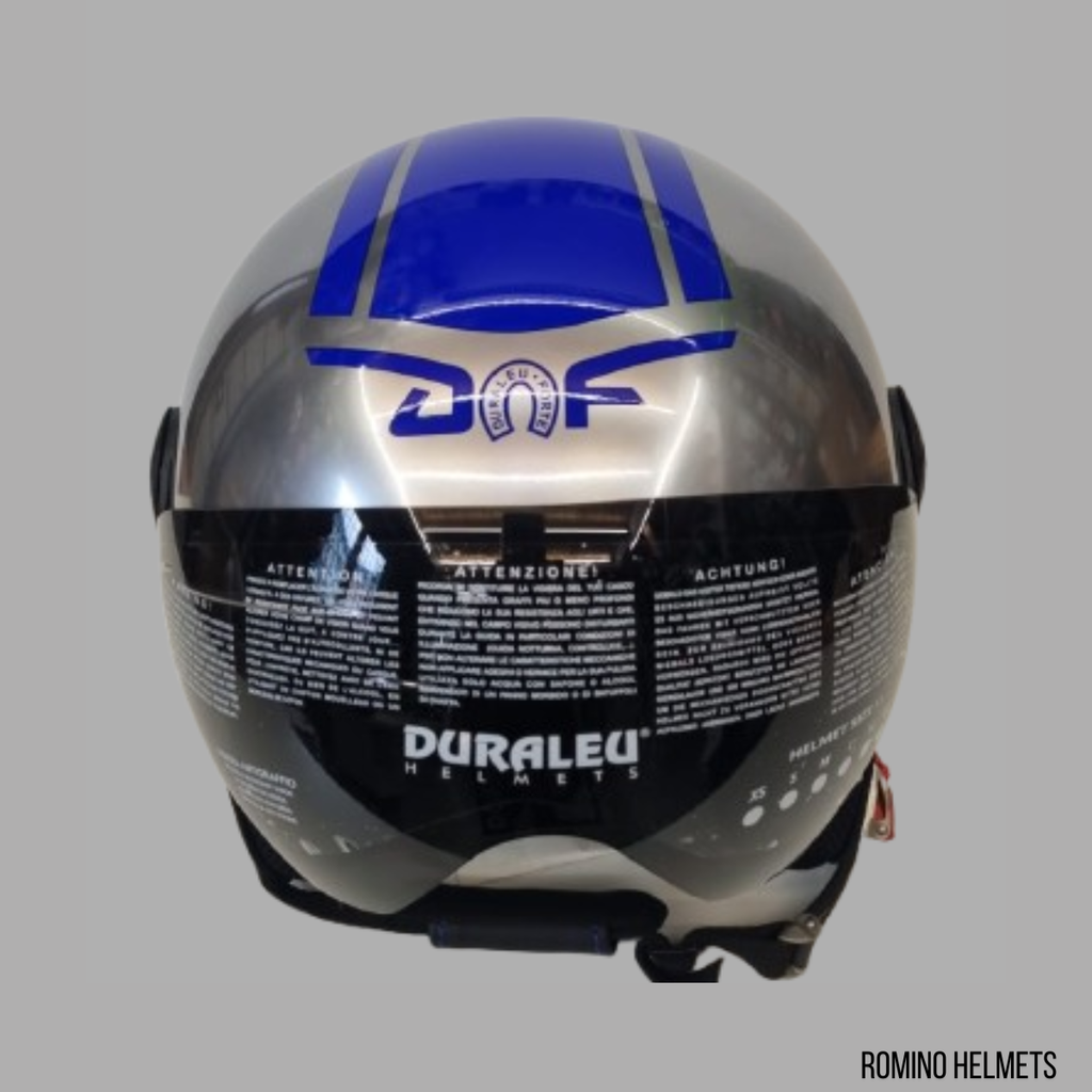 CASCO DURALEU CROMO DECAL BLU