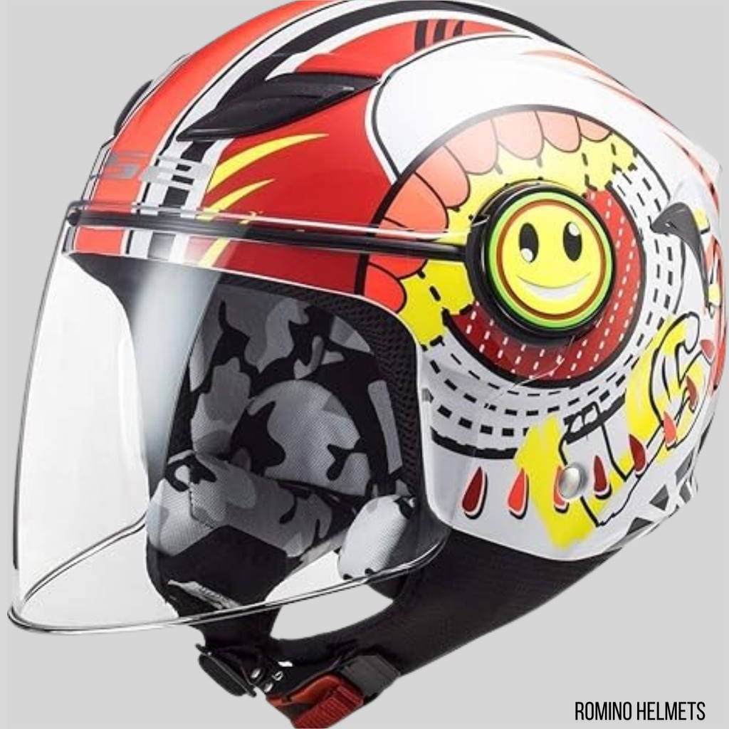 CASCO LS2 FUNNY SLUCH BIANCO/ROSSO LUCIDO