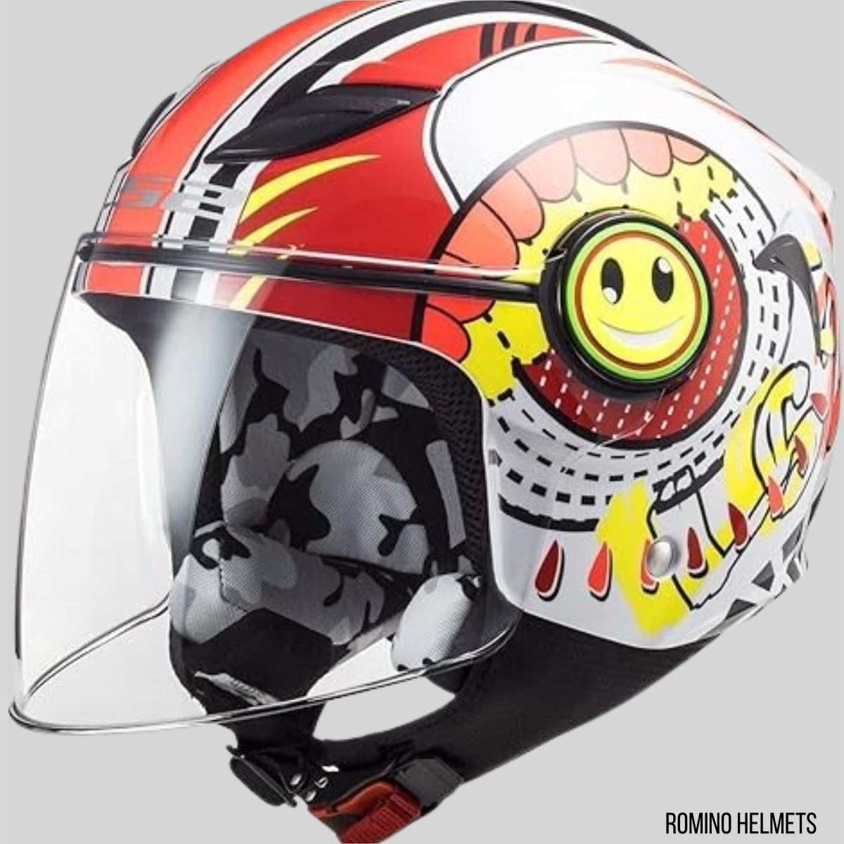 CASCO LS2 FUNNY SLUCH BIANCO/ROSSO LUCIDO