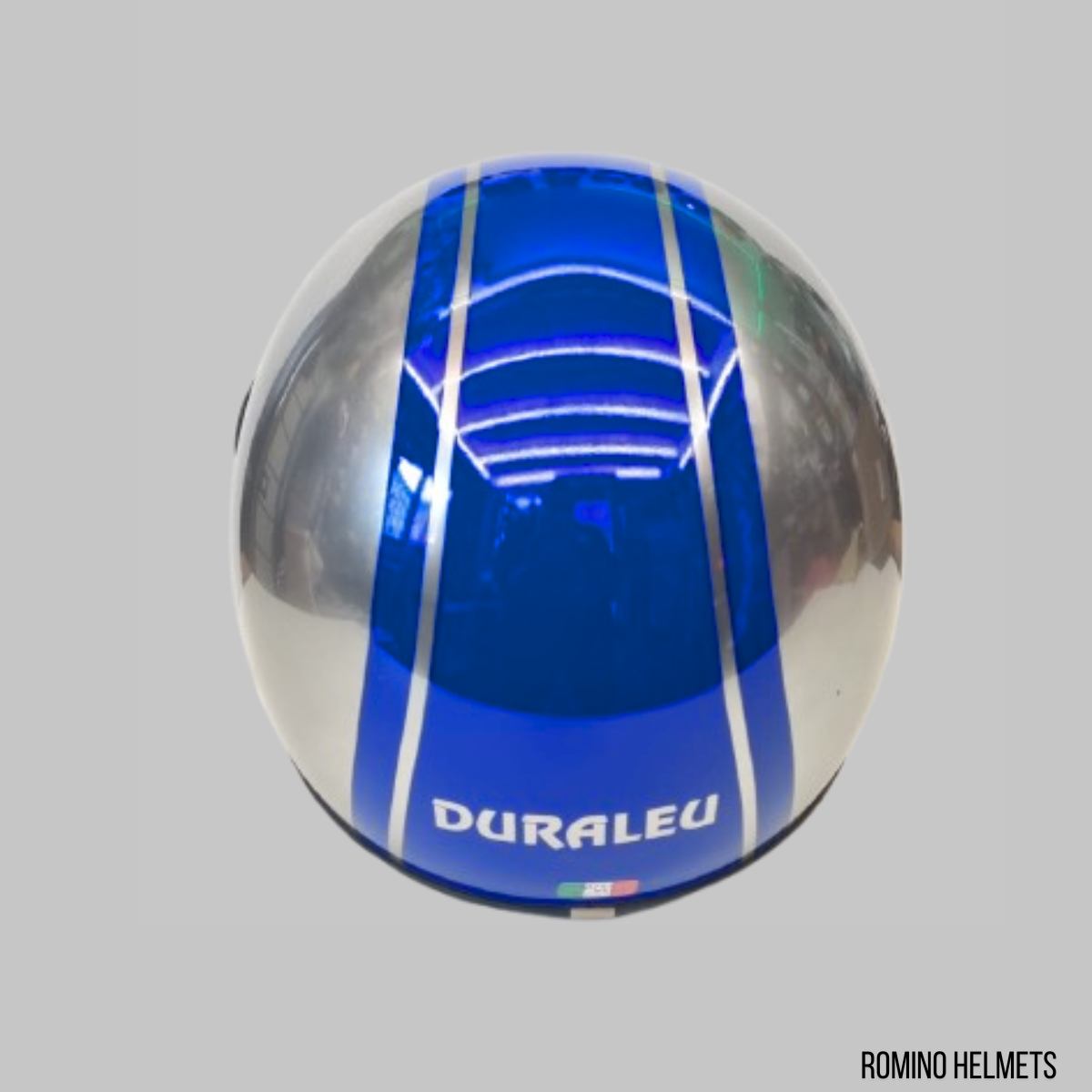 CASCO DURALEU CROMO DECAL BLU