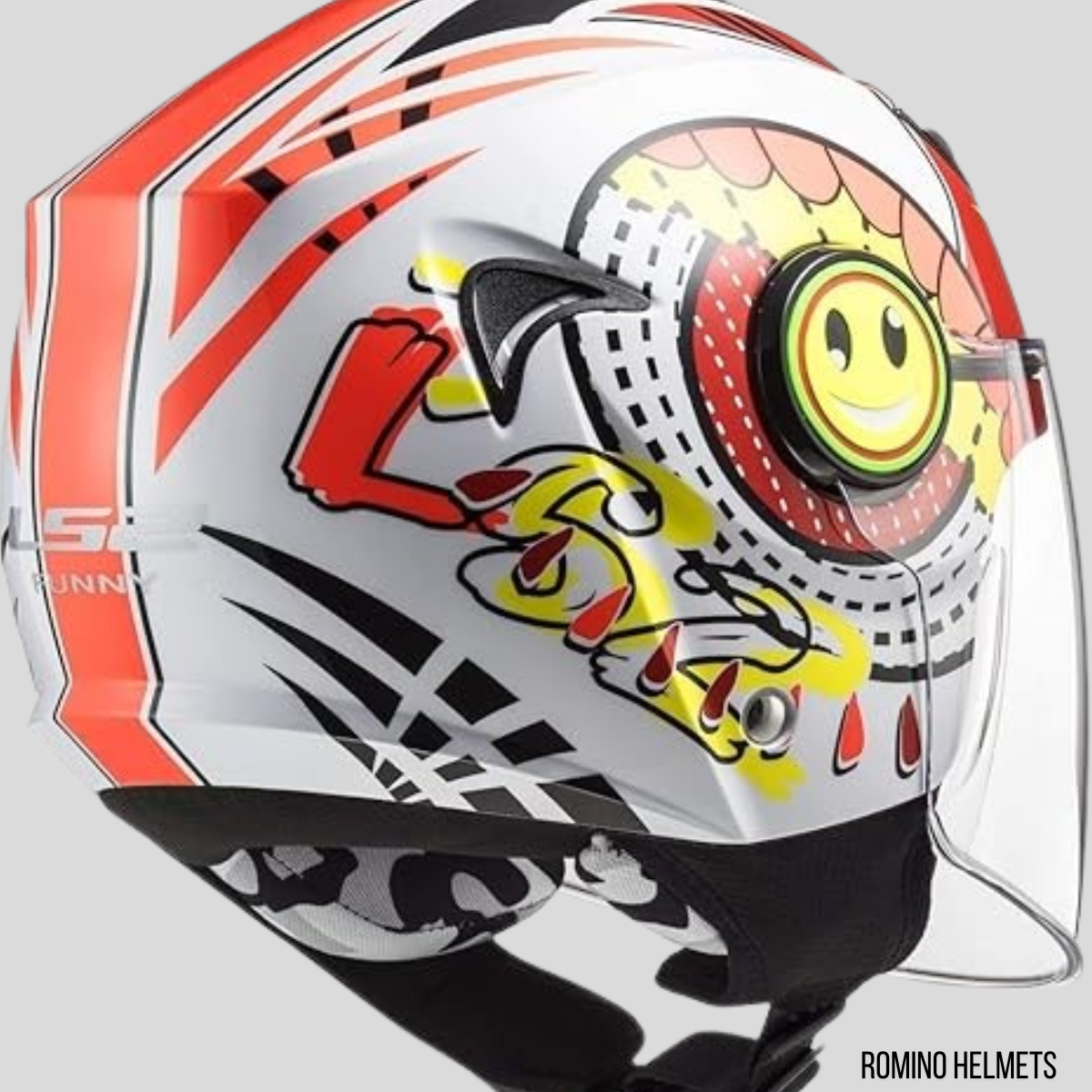 CASCO LS2 FUNNY SLUCH BIANCO/ROSSO LUCIDO