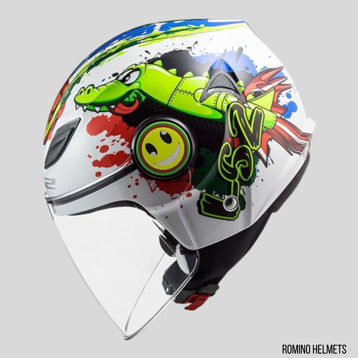 CASCO LS2 FUNNY CROCO BIANCO LUCIDO
